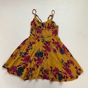 Free People Intimately Mustard Floral Mini Dress Size XS